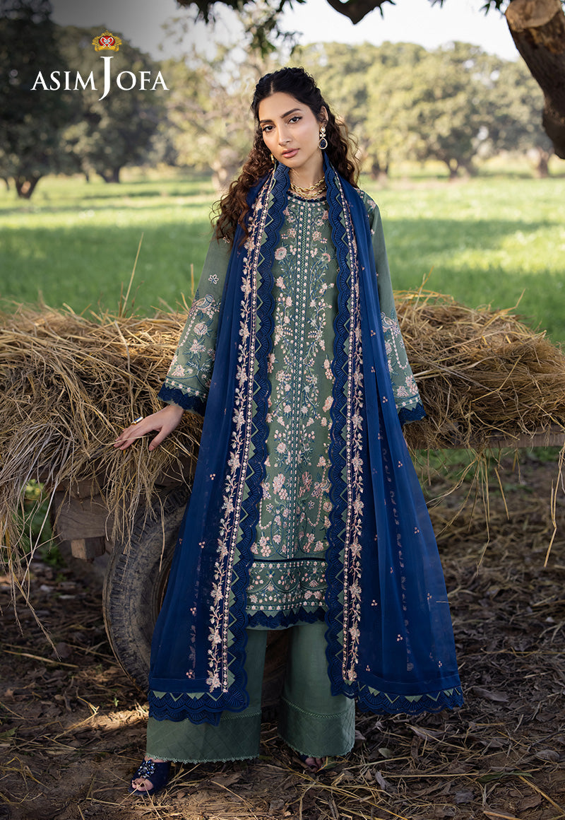 Asim Jofa 3 Piece Custom Stitched Suit - Green - LB29976