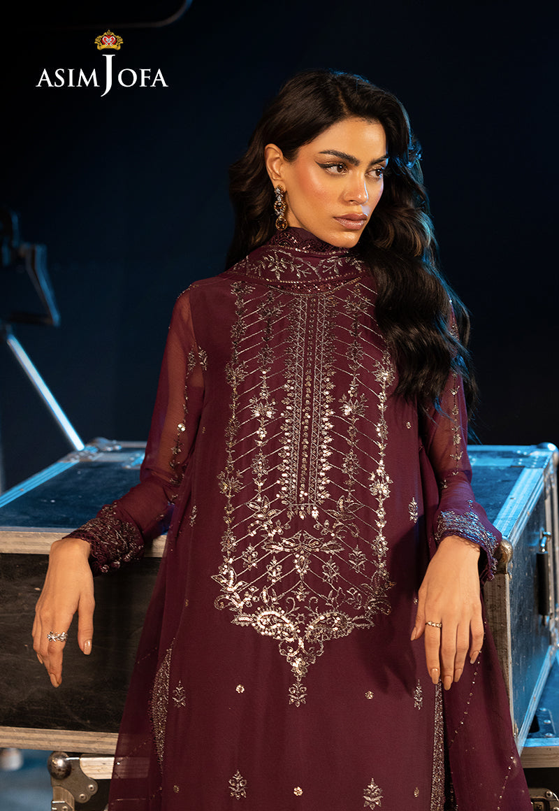 Asim Jofa 3 Piece Custom Stitched Suit - Purple - LB30242
