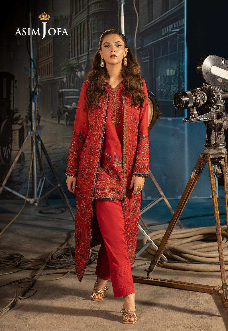 Asim Jofa 2 Piece Custom Stitched Suit - Orange - LB30245