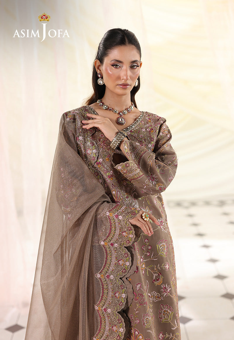 Asim Jofa 3 Piece Custom Stitched Suit - Brown - LB30509