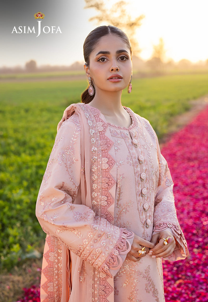 Asim Jofa 3 Piece Custom Stitched Suit - Peach - LB29971