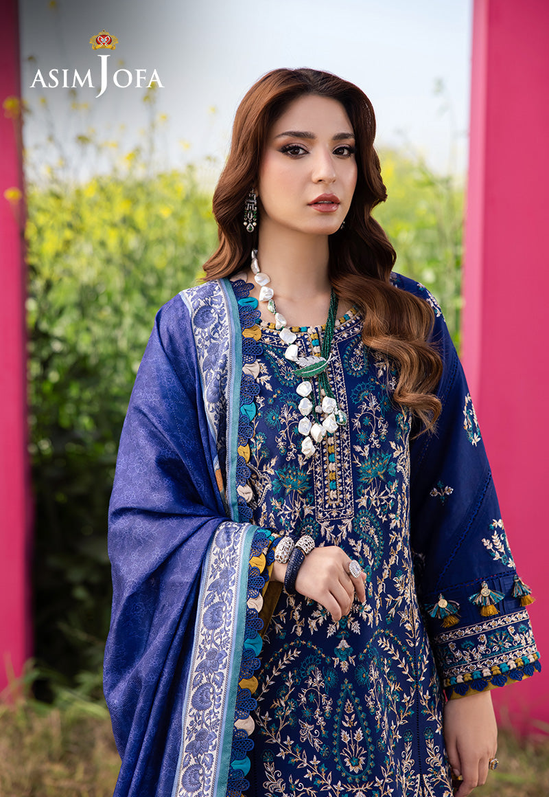 Asim Jofa 3 Piece Custom Stitched Suit - Blue - LB29968