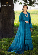 Asim Jofa 3 Piece Custom Stitched Suit - Blue - LB29974