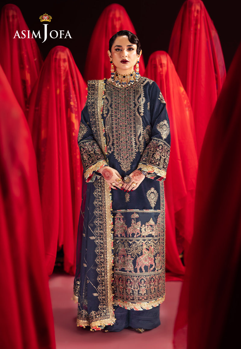 Asim Jofa 3 Piece Custom Stitched Suit - Gray - LB289114