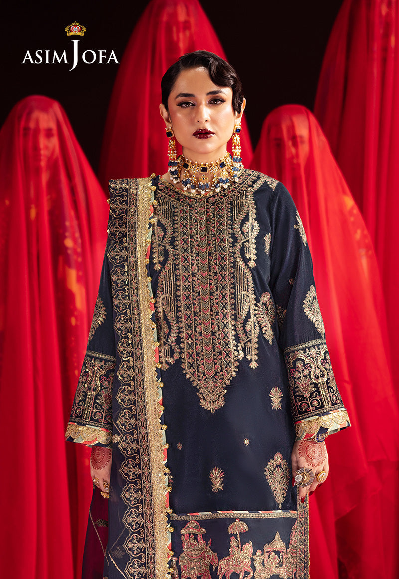 Asim Jofa 3 Piece Custom Stitched Suit - Gray - LB289114