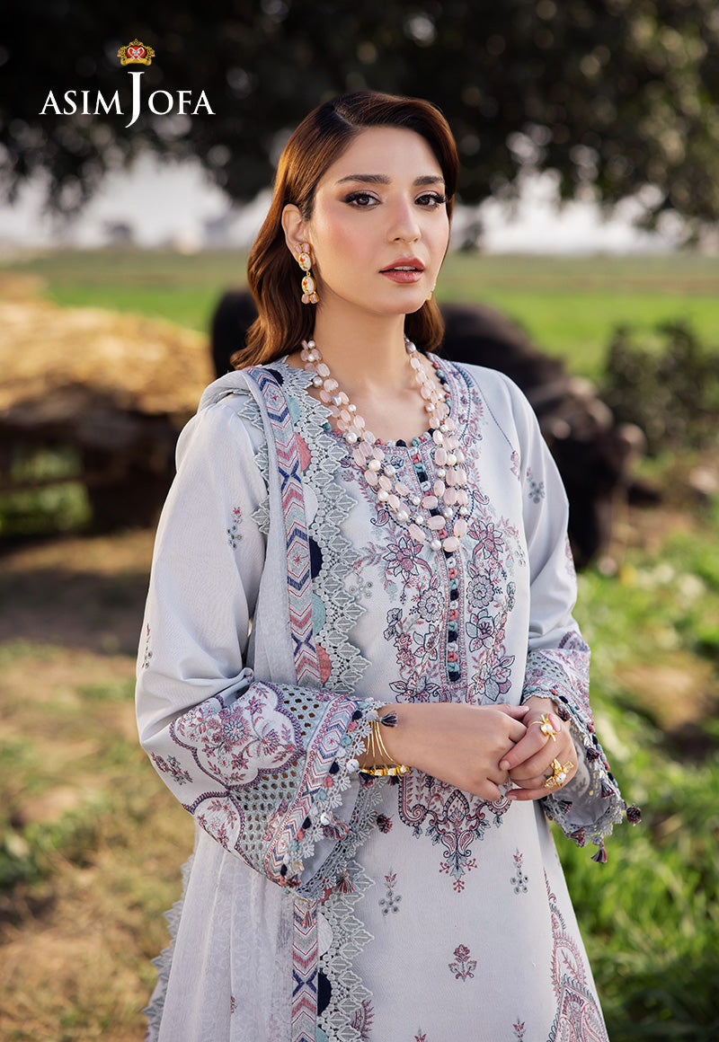 Asim Jofa 3 Piece Custom Stitched Suit - Blue - LB29978