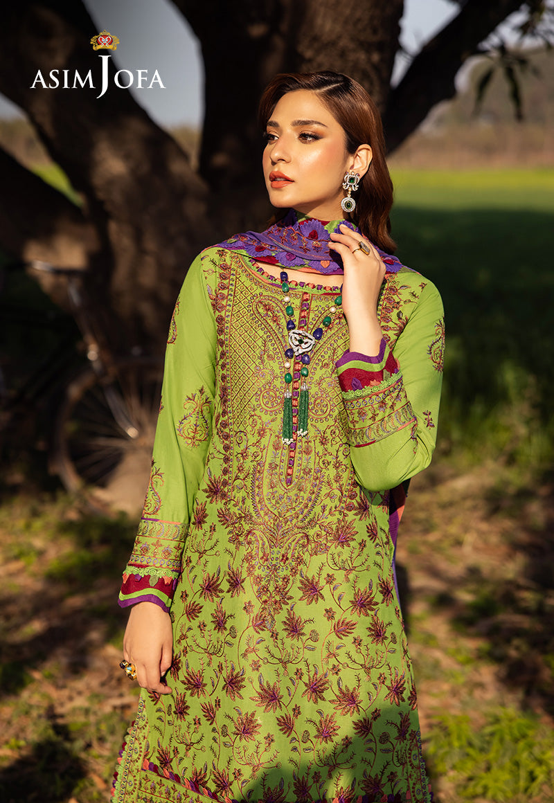 Asim Jofa 3 Piece Custom Stitched Suit - Green - LB29966