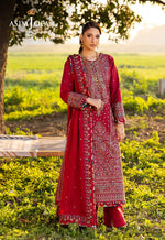 Asim Jofa 3 Piece Custom Stitched Suit - Red - LB29967
