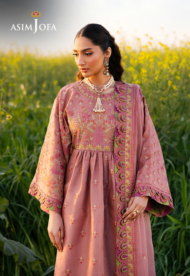 Asim Jofa 3 Piece Custom Stitched Suit - Pink - LB29975