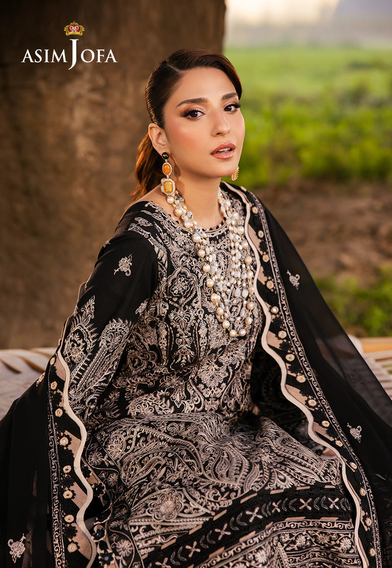Asim Jofa 3 Piece Custom Stitched Suit - Black - LB29973