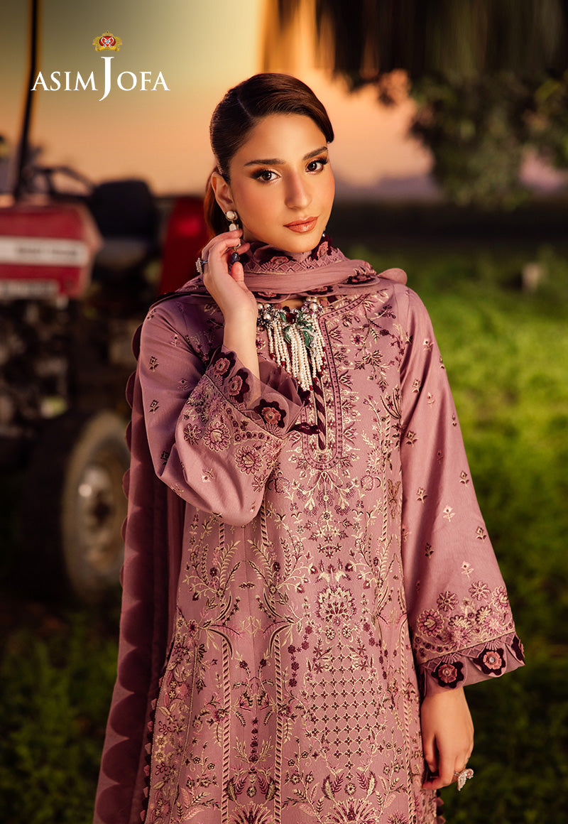 Asim Jofa 3 Piece Custom Stitched Suit - Pink - LB29965