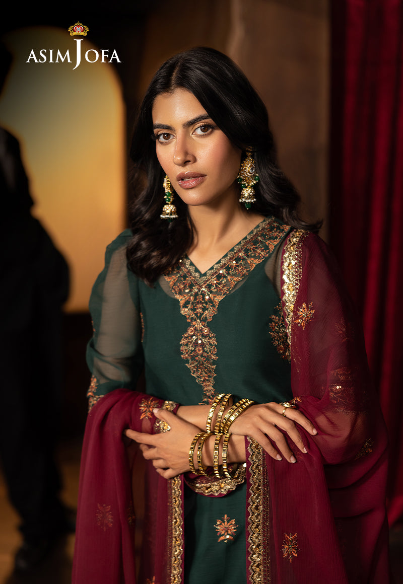 Asim Jofa 3 Piece Custom Stitched Suit - Green - LB30240