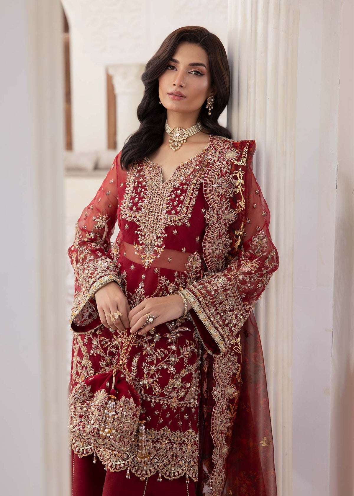 Kanwal Malik 3 Piece Pret Suit - Red - LB30347