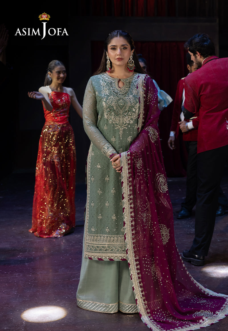 Asim Jofa 3 Piece Custom Stitched Suit - Green - LB30246