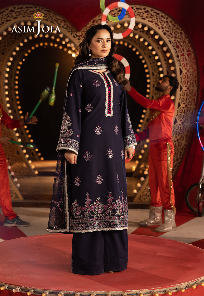 Asim Jofa 3 Piece Custom Stitched Suit - Purple - LB30364