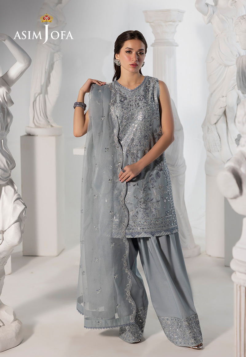 Asim Jofa 3 Piece Custom Stitched Suit - Gray - LB30491