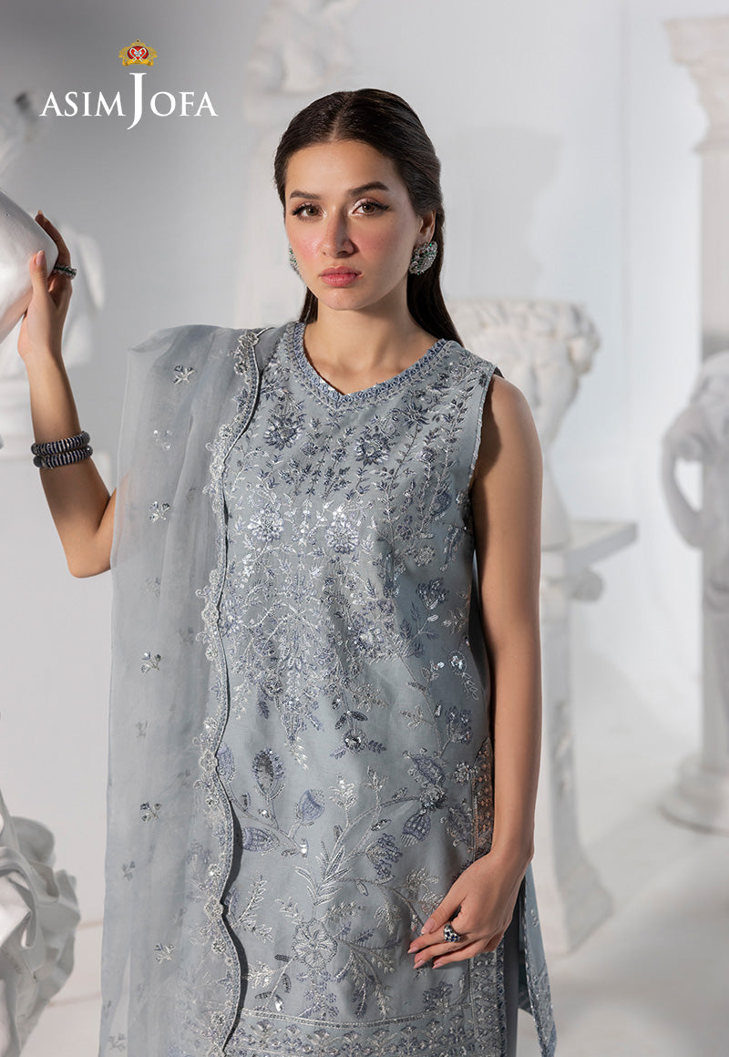 Asim Jofa 3 Piece Custom Stitched Suit - Gray - LB30491