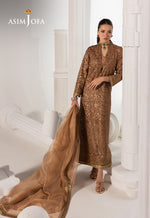 Asim Jofa 3 Piece Custom Stitched Suit - Brown - LB30496