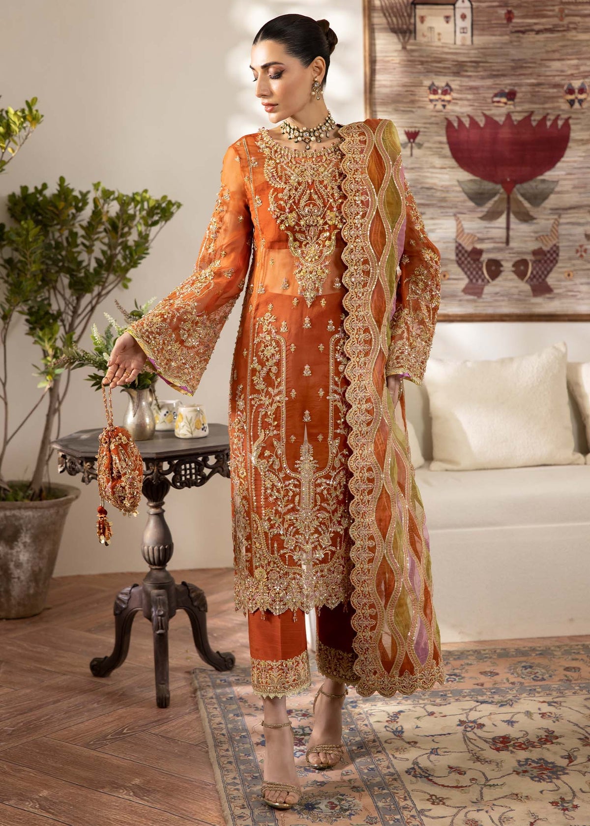 Kanwal Malik 3 Piece Pret Suit - Rust - LB30349