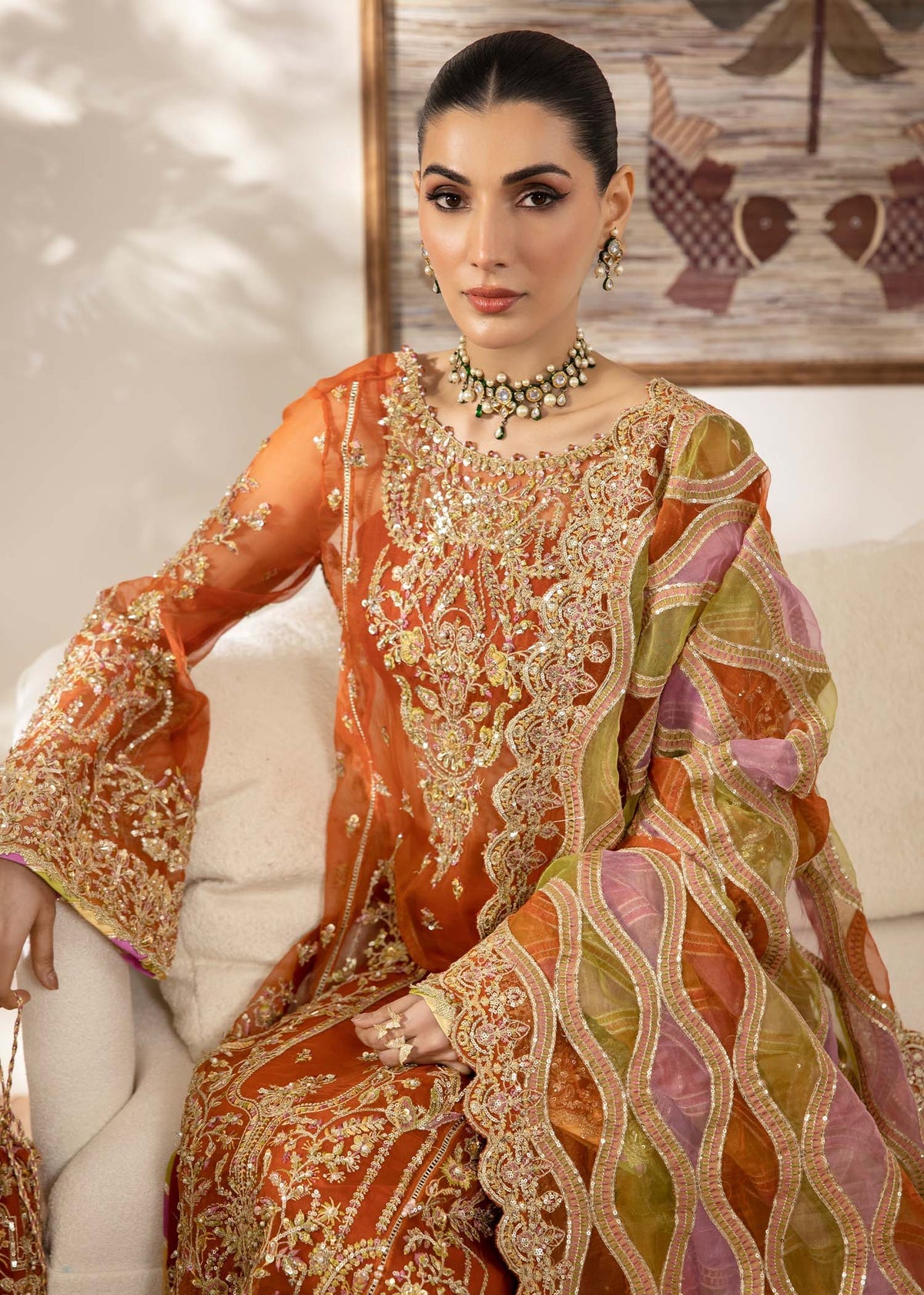 Kanwal Malik 3 Piece Pret Suit - Rust - LB30349