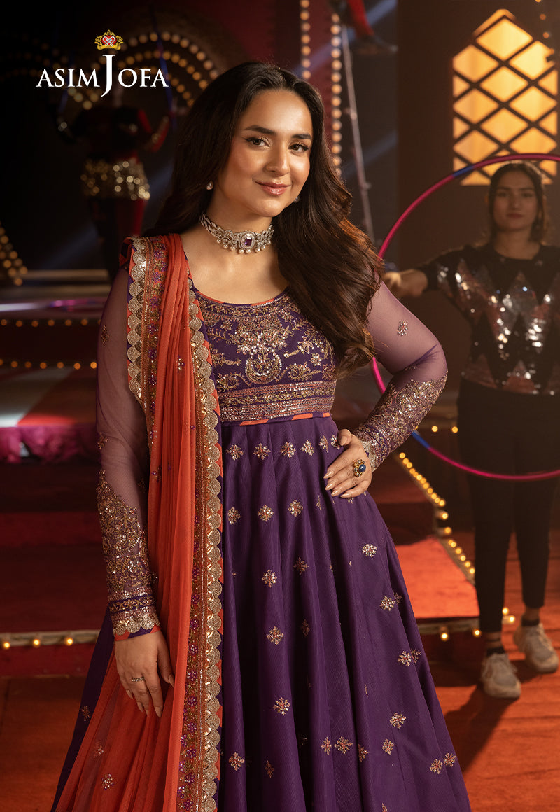 Asim Jofa 3 Piece Custom Stitched Suit - Purple - LB30239