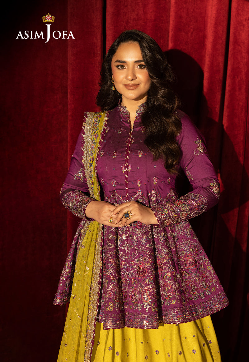 Asim Jofa 3 Piece Custom Stitched Suit - Purple - LB30236