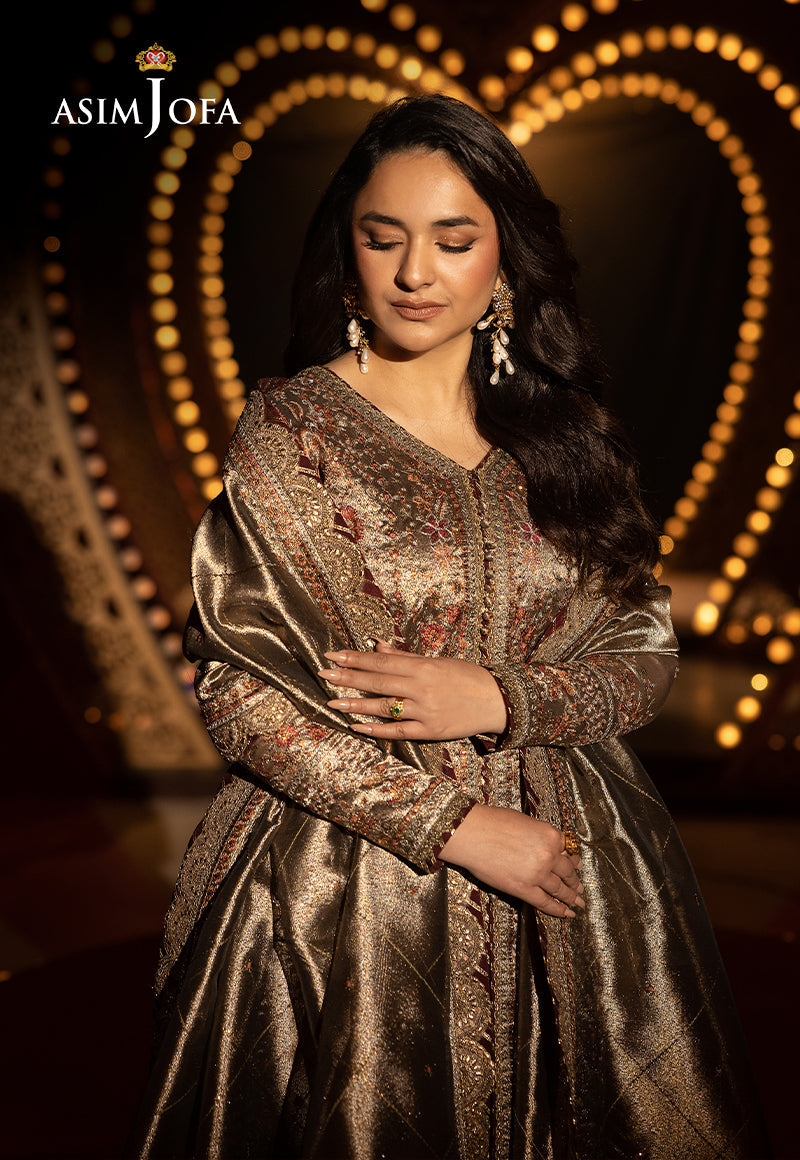 Asim Jofa 3 Piece Custom Stitched Suit - Copper - LB30237