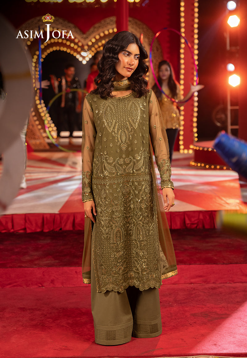 Asim Jofa 3 Piece Custom Stitched Suit - Green - LB30130