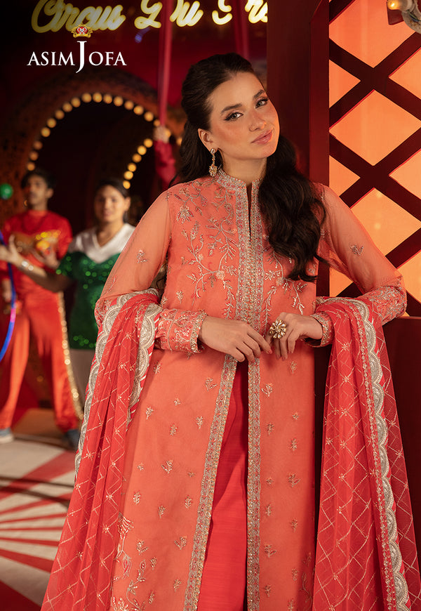 Asim Jofa 3 Piece Custom Stitched Suit - Peach - LB30132