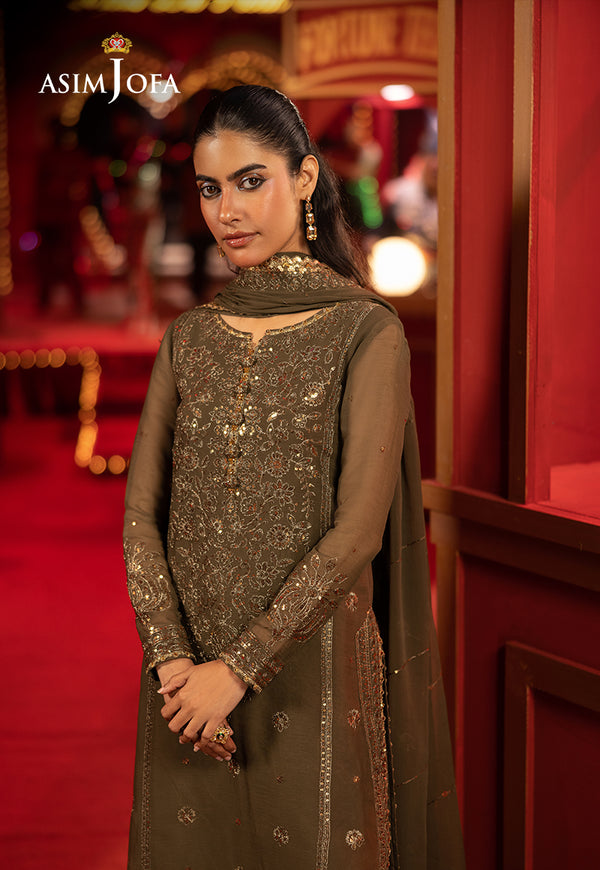 Asim Jofa 3 Piece Custom Stitched Suit - Green - LB30127
