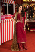 Asim Jofa 3 Piece Custom Stitched Suit - Maroon - LB29828
