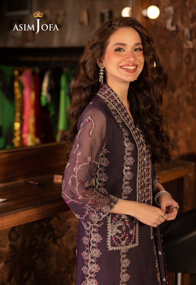 Asim Jofa 3 Piece Custom Stitched Suit - Purple - LB30126