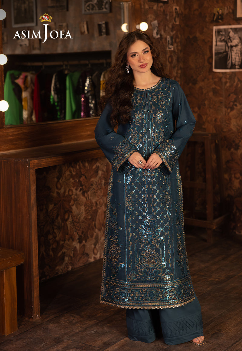 Asim Jofa 2 Piece Custom Stitched Suit - Blue - LB30361