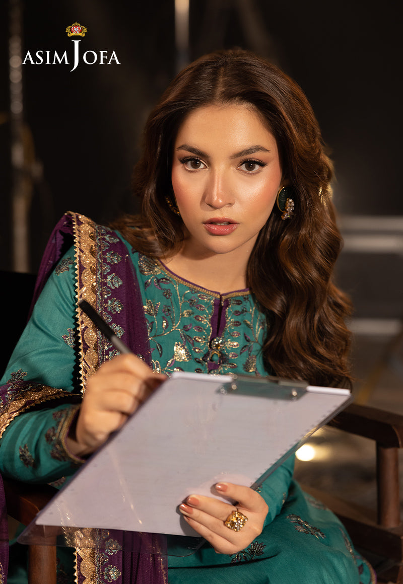 Asim Jofa 3 Piece Custom Stitched Suit - Green - LB30359