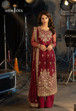 Asim Jofa 3 Piece Custom Stitched Suit - Magenta - LB30118