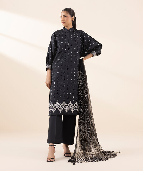 Sapphire 3 Piece Custom Stitched Suit - Black - LB30578