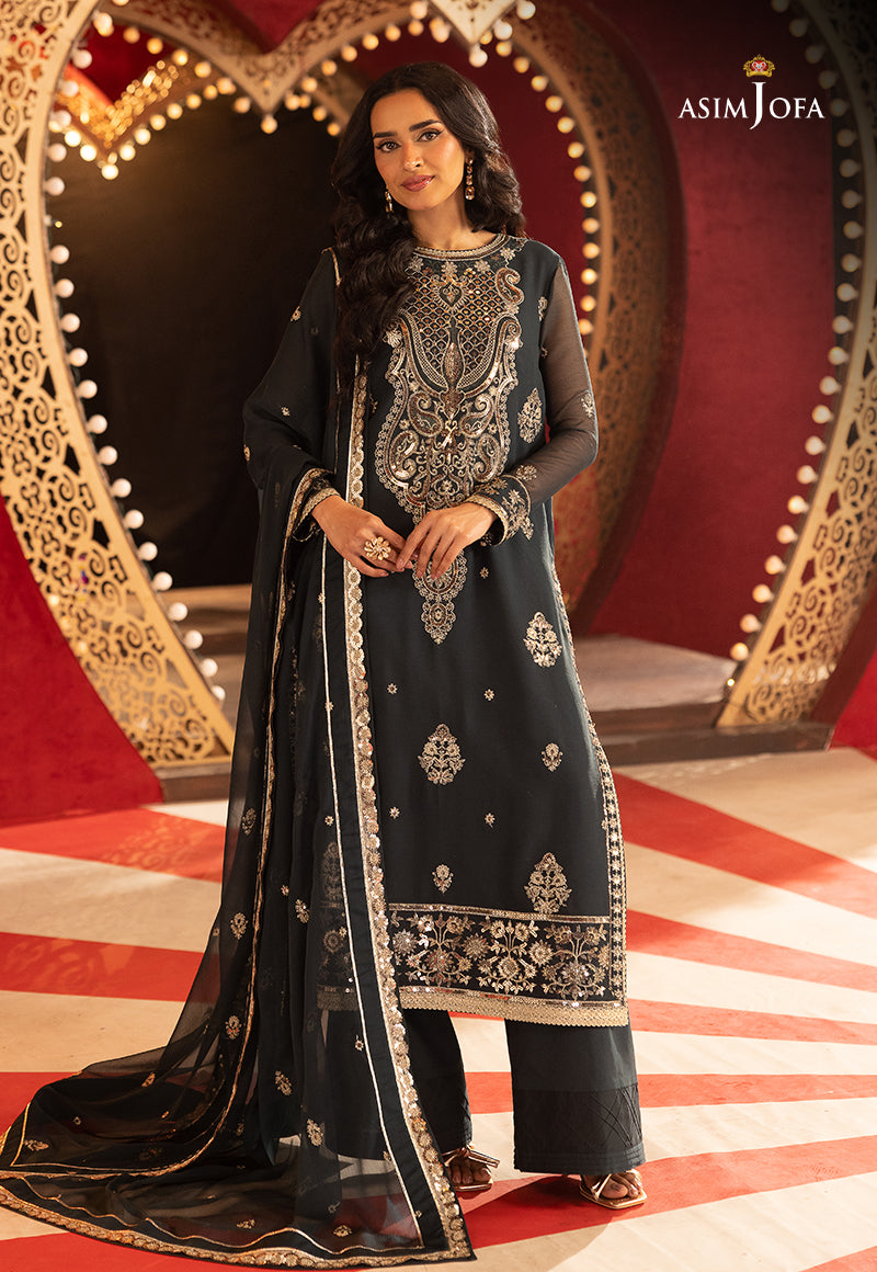 Asim Jofa 3 Piece Custom Stitched Suit - Teal - LB30129
