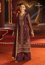Asim Jofa 3 Piece Custom Stitched Suit - Plum - LB30131