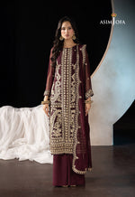 Asim Jofa 3 Piece Custom Stitched Suit - Plum - LB30128