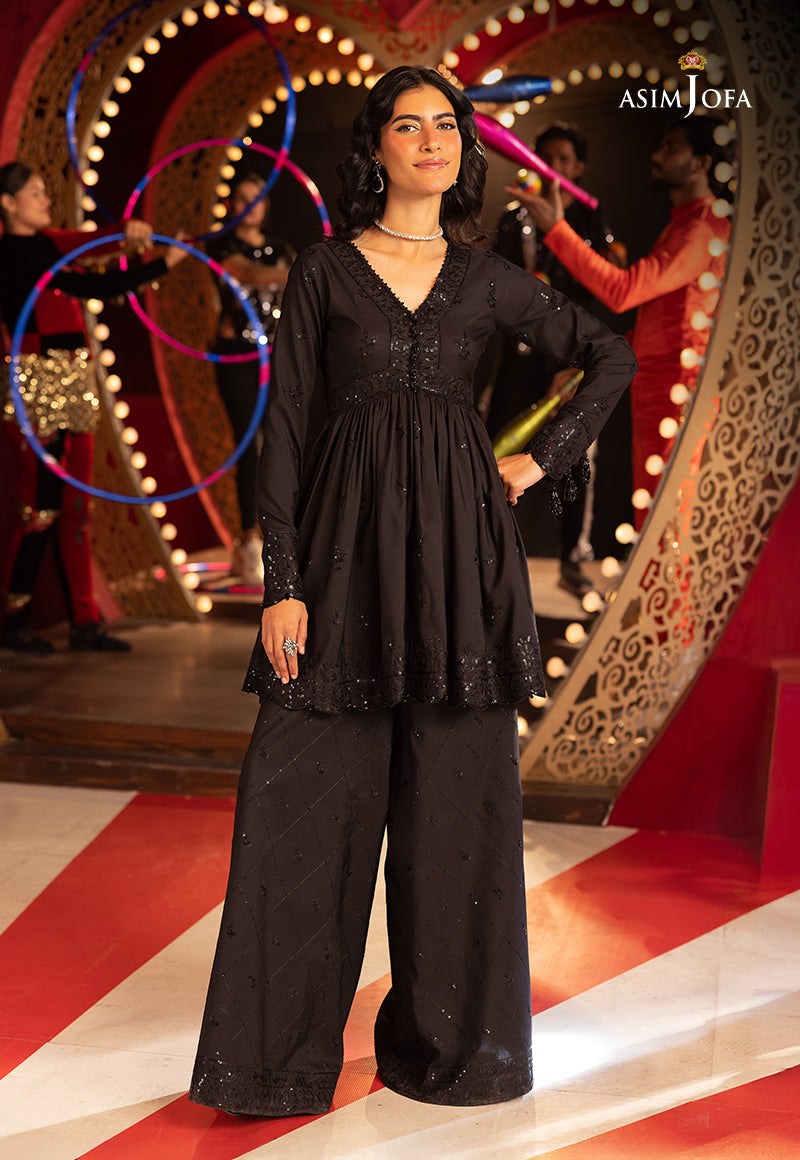 Asim Jofa 2 Piece Custom Stitched Suit - Black - LB30124