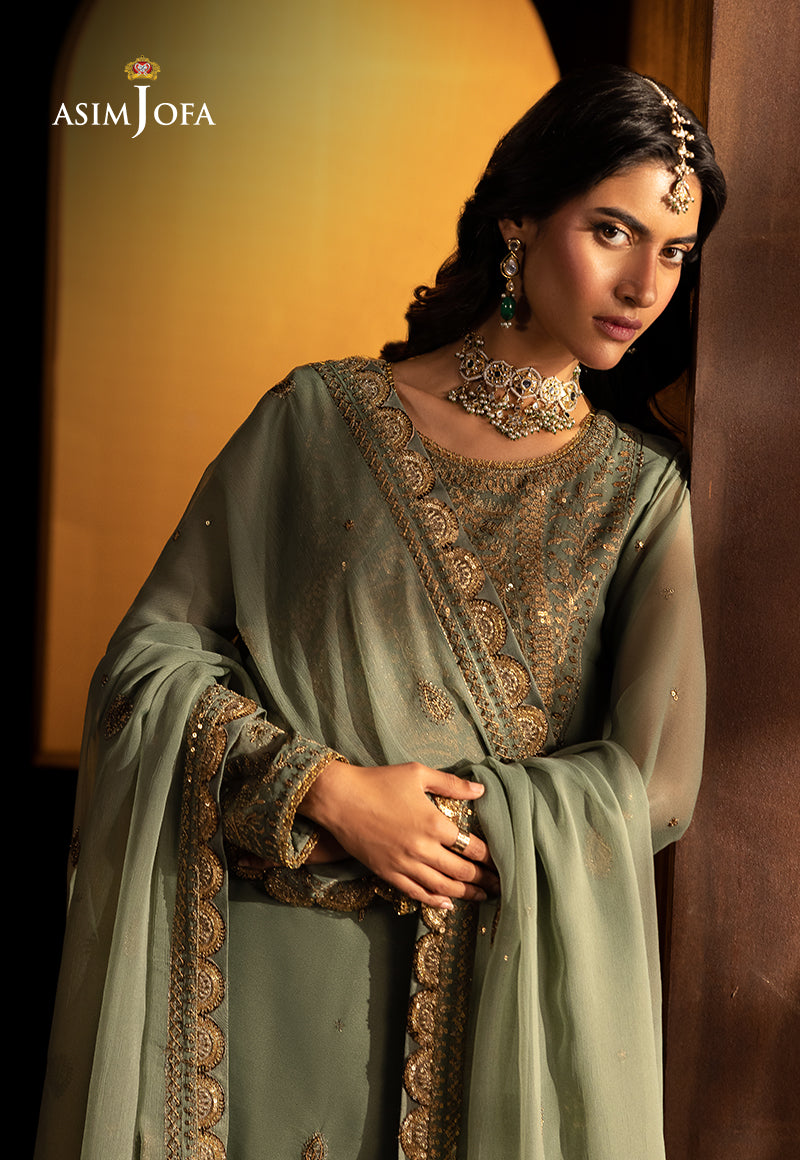 Asim Jofa 3 Piece Custom Stitched Suit - Green - LB29832