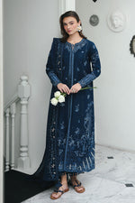 Qalamkar 3 Piece Custom Stitched Suit - Blue - LB31542