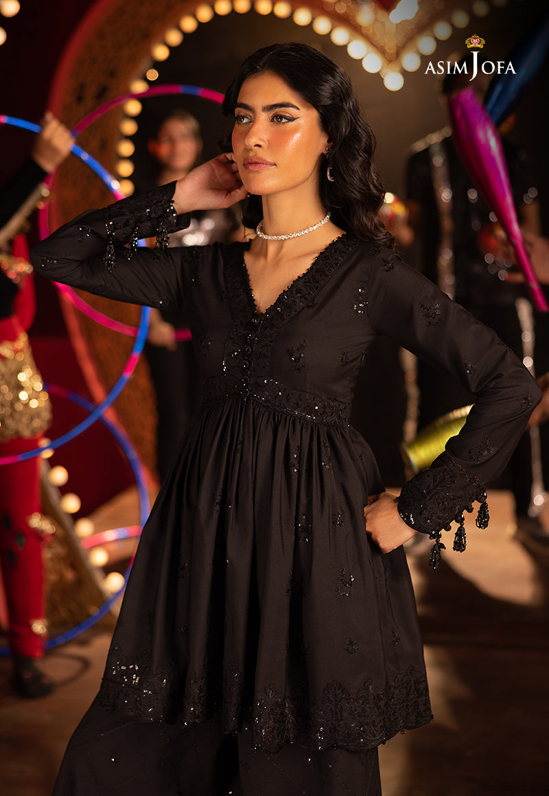 Asim Jofa 2 Piece Custom Stitched Suit - Black - LB30124