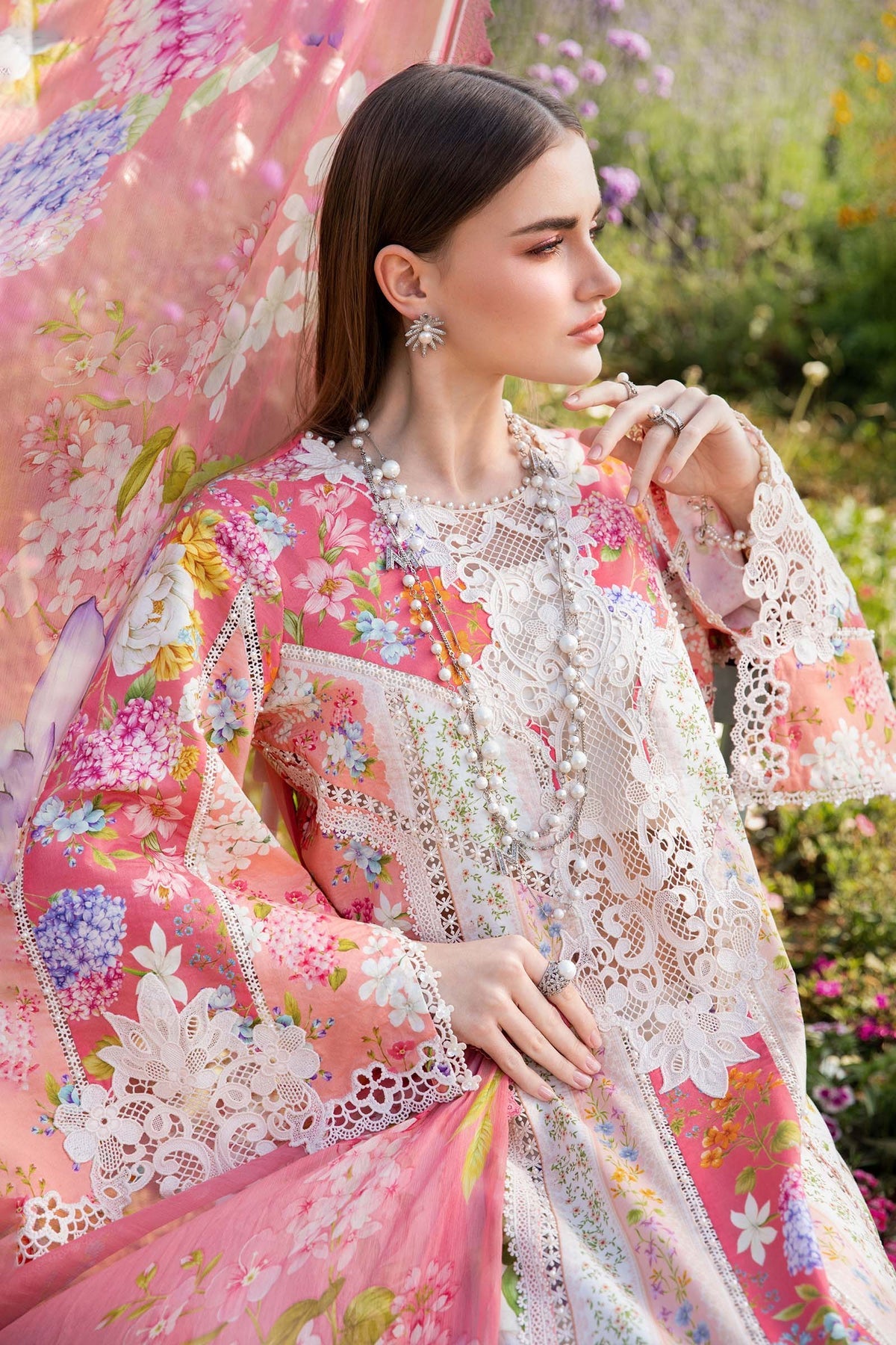 Maria.B 3 Piece Custom Stitched Suit - Pink - LB29434