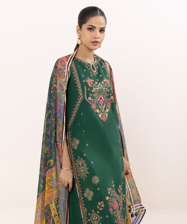 Sapphire 3 Piece Custom Stitched Suit - Green - LB30838