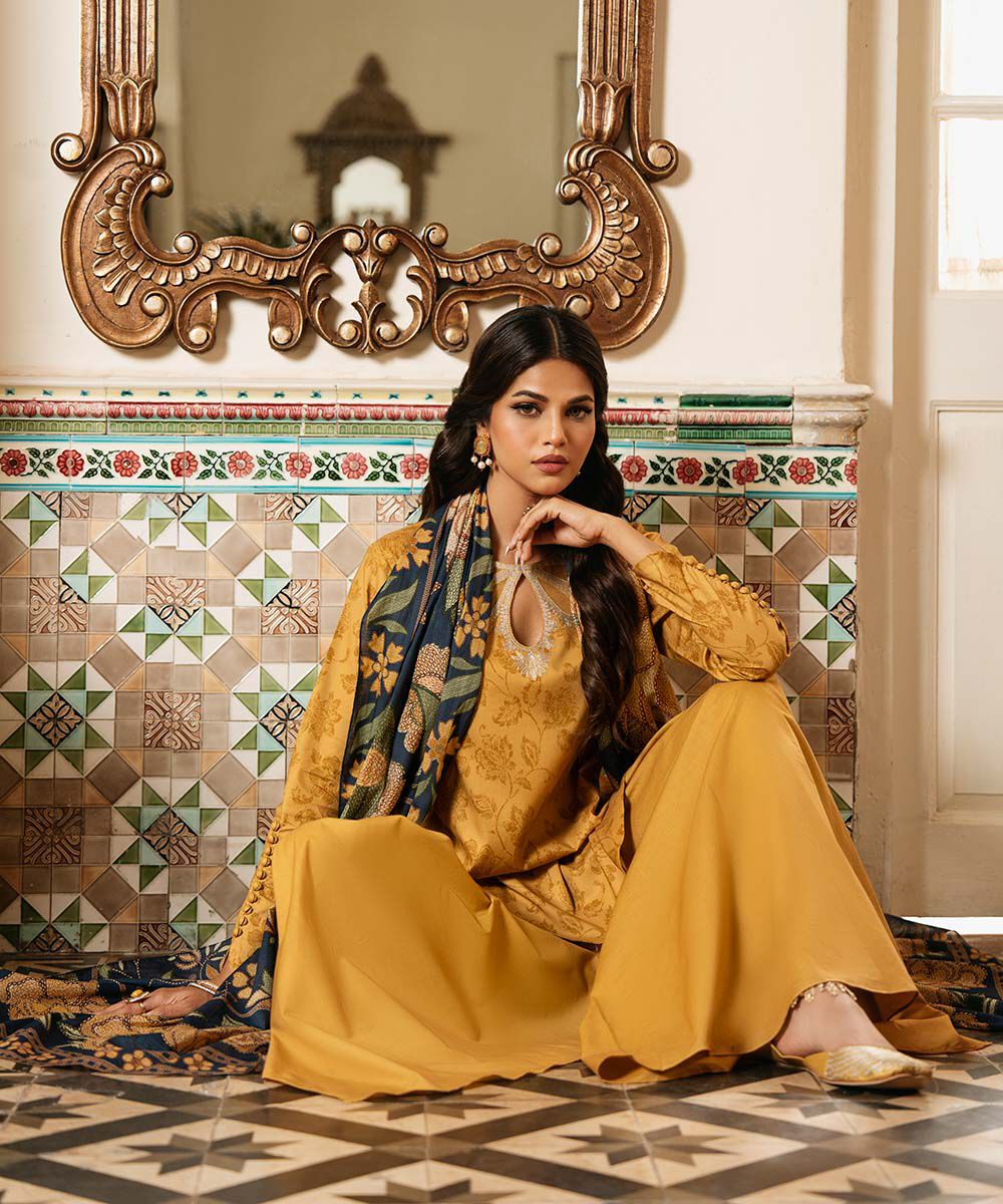 Sapphire 3 Piece Custom Stitched Suit - Yellow - LB30165