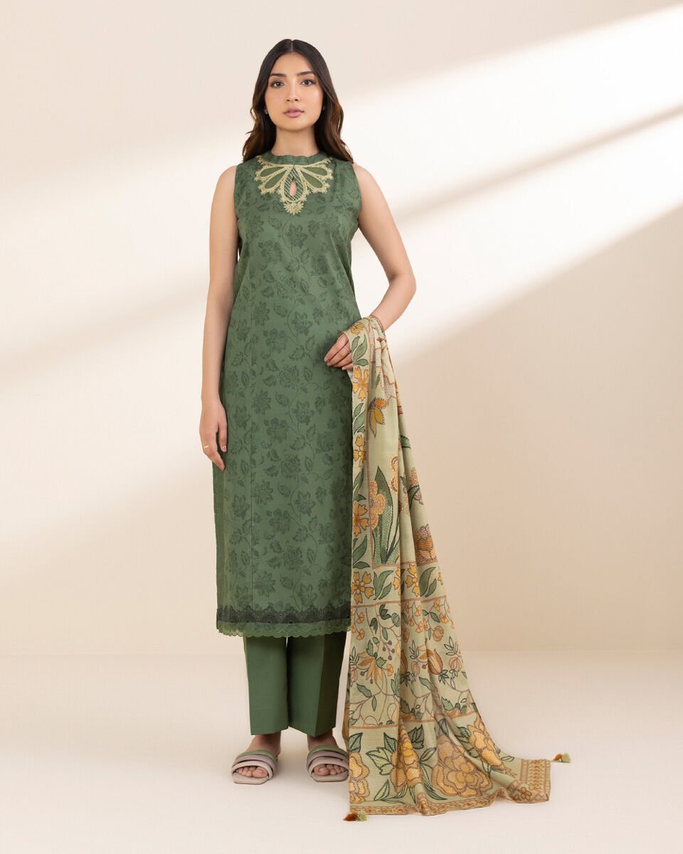 Sapphire 3 Piece Custom Stitched Suit - Green - LB30166