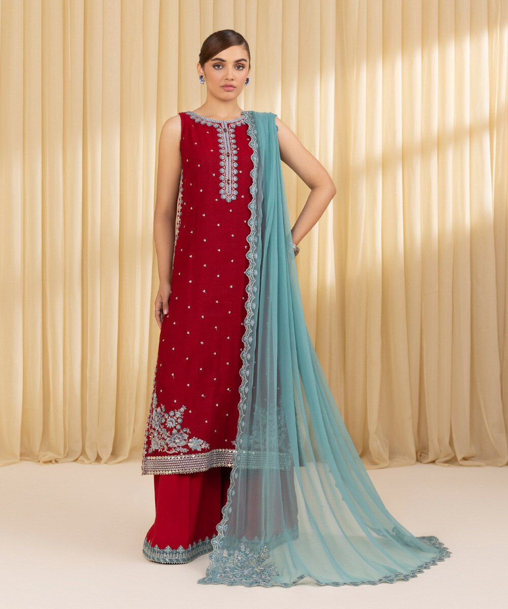Sapphire 3 Piece Custom Stitched Suit - Red - LB30185