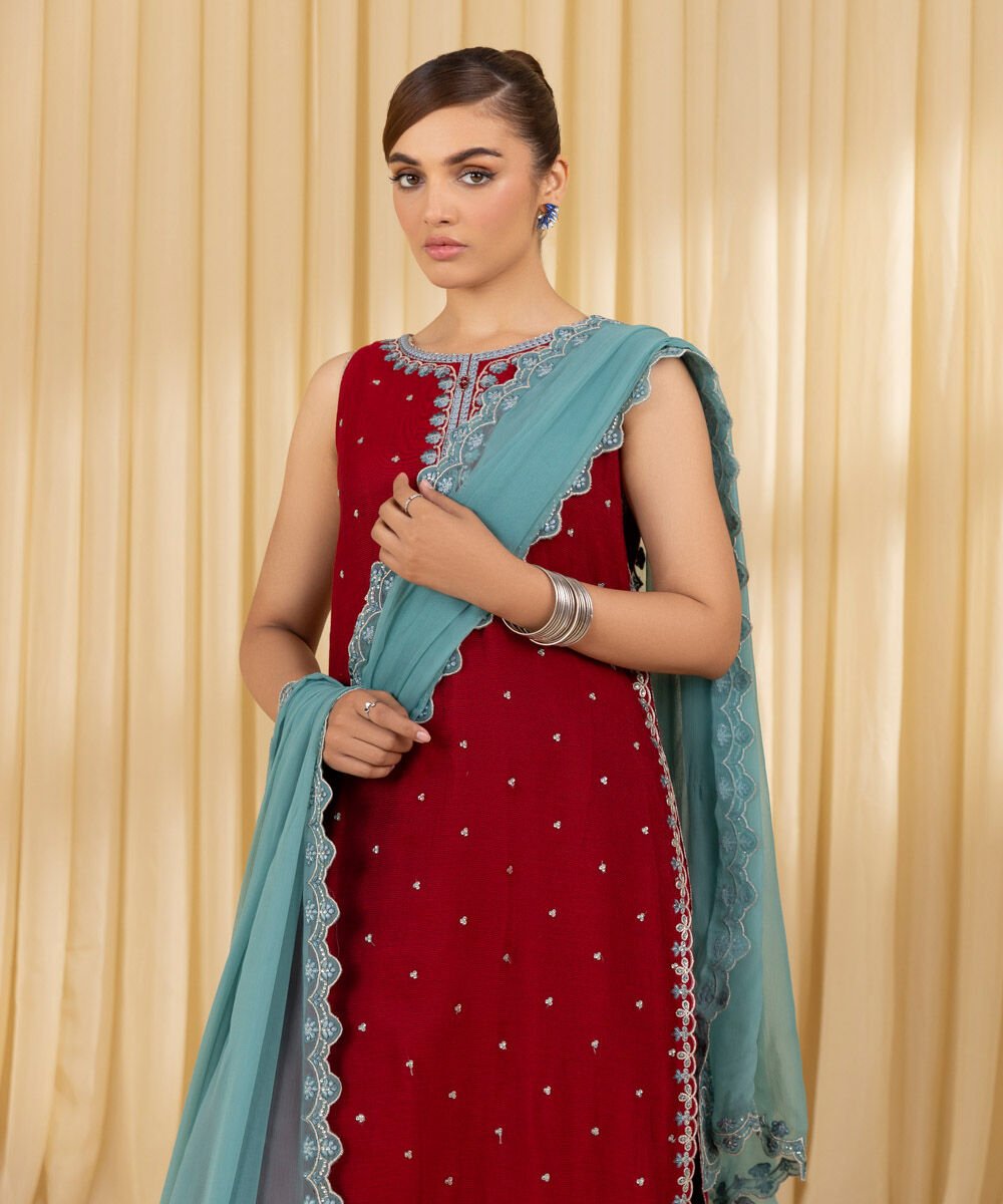 Sapphire 3 Piece Custom Stitched Suit - Red - LB30185