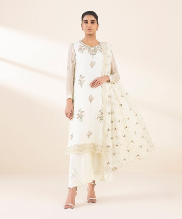 Sapphire 3 Piece Custom Stitched Suit - Off-White - LB30112